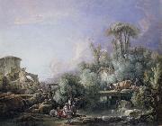 Francois Boucher Landscape with a Young Fisherman oil painting